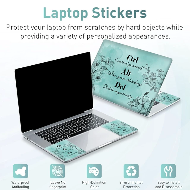 Alt view image 4 of 7 - 15 15.4 15.6 13 13.3 14 12 12.1 in Skin Laptop Sticker Decal, Netbook Skins for Notebook, Universal Vinyl Laptop Decor Cover, Art Protector I Teal Inspirational with Positive Quotes Ctrl Alt Del