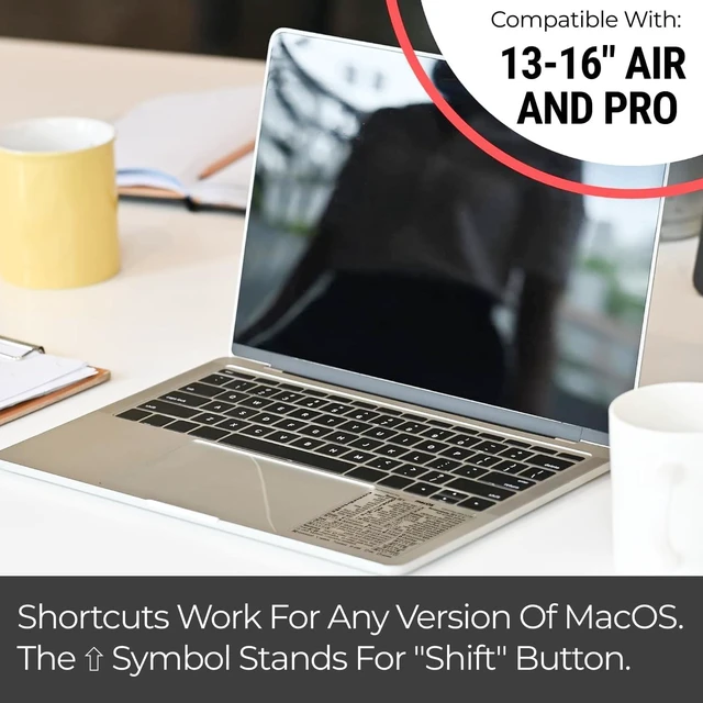 Alt view image 5 of 6 - Mac OS Shortcuts Sticker for Air/Pro | Keyboard Stickers for macOS | Laminated Vinyl MacBook Cheatsheet | MacBook Shortcuts 2026 (Clear/Black)