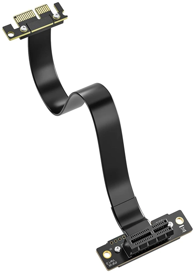Main image of PCIe 3.0 x1 Riser Cable, Male 90° to Female 90° EMI-Shielded GPU Jumper Cable for Graphics Cards, 20cm/0.66ft