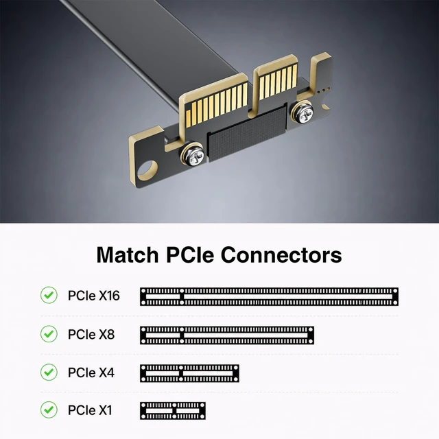 Alt view image 2 of 7 - PCIe 3.0 x1 Riser Cable, Male 90° to Female 90° EMI-Shielded GPU Jumper Cable for Graphics Cards, 20cm/0.66ft