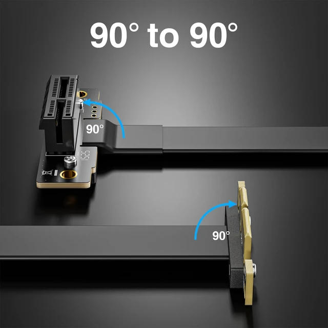 Alt view image 7 of 7 - PCIe 3.0 x1 Riser Cable, Male 90° to Female 90° EMI-Shielded GPU Jumper Cable for Graphics Cards, 20cm/0.66ft