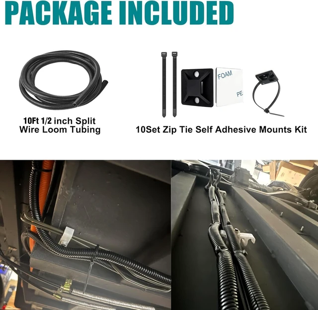 Alt view image 2 of 7 - 1/2 Inch Wire Loom Split Tubing - 10 ft Cord Protector Electric Wires Covers, Automotive Wire Flexible Conduit, Plastic Wire Cover with Cable Zip Tie