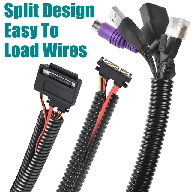 Alt view image 3 of 7 - 1/2 Inch Wire Loom Split Tubing - 10 ft Cord Protector Electric Wires Covers, Automotive Wire Flexible Conduit, Plastic Wire Cover with Cable Zip Tie