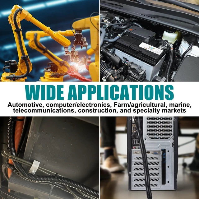 Alt view image 7 of 7 - 1/2 Inch Wire Loom Split Tubing - 10 ft Cord Protector Electric Wires Covers, Automotive Wire Flexible Conduit, Plastic Wire Cover with Cable Zip Tie