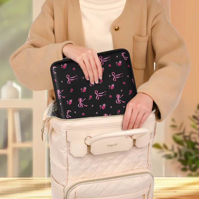 Alt view image 6 of 7 - 13.3 inch Laptop Case, 13-13.3 inch Laptop Sleeve with Small Case | Compatible with MacBook Neo/Air 13.6/Pro 13/Pro 14, HP Dell ASUS Lenovo, Neoprene Computer Sleeve Bag, Roses&Bows