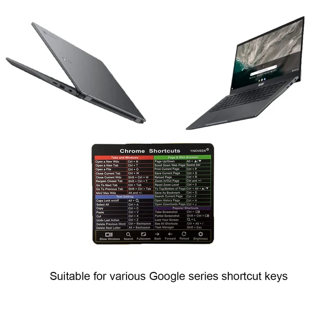 Alt view image 5 of 7 - 2PACK Shortcuts Sticker for Chromebook (3 1/8 x 2 5/8 Inch), for 11.6-15.6" Chromebook Accessories Sticker
