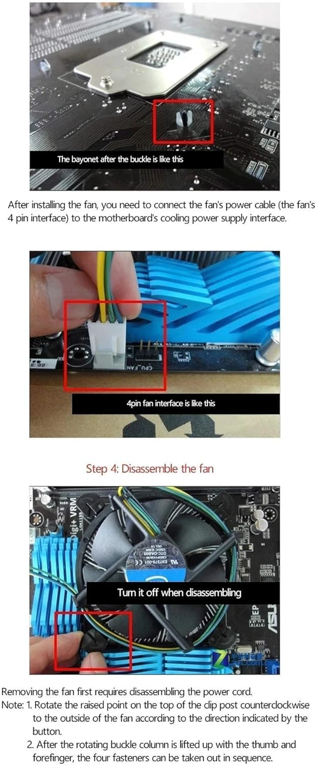 Alt view image 7 of 7 - i3/i5/i7 CPU Cooler Aluminum Heatsink Compatible with Intel E97379-003 for LGA1151 LGA1150 LGA1155 LGA1156, with 4-Pin PWM 3.5-Inch Fan for Desktop PC Computer