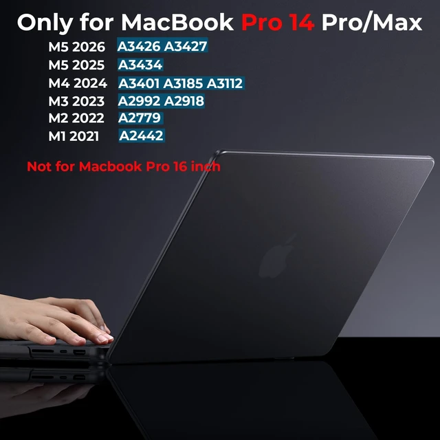 Alt view image 2 of 7 - Matte Case for MacBook Pro 14 M5 M4 M3 M2 M1 Pro/Max 2026-2021 | 100% Color Match, Anti-Fingerprint, Anti-Scratch,Ultra Thin, Hard Shell Protective Cover, Space Black