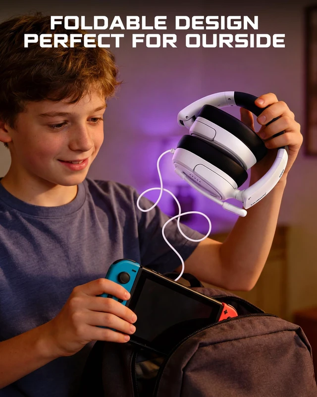 Alt view image 7 of 7 - NUBWO HG04L Gaming Headset for Xbox Series X|S/Xbox One, PS5/PS4, Switch | 40mm Speakers, Clear Unidirectional Mic, 250g Lightweight, Soft Memory Earmuffs, 3.5mm Jack for Gaming & Work