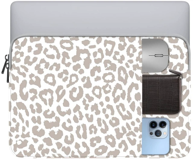 Main image of 13-14 Inch Laptop Sleeve Bag with Pocket, Water Resistant Case Compatible with MacBook Air/Pro 13,MacBook Neo 13,iPad Pro 12.9,Surface,Dell,HP,Chromebook(Grey Leopard Cheetah)