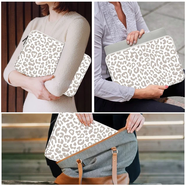 Alt view image 7 of 7 - 13-14 Inch Laptop Sleeve Bag with Pocket, Water Resistant Case Compatible with MacBook Air/Pro 13,MacBook Neo 13,iPad Pro 12.9,Surface,Dell,HP,Chromebook(Grey Leopard Cheetah)