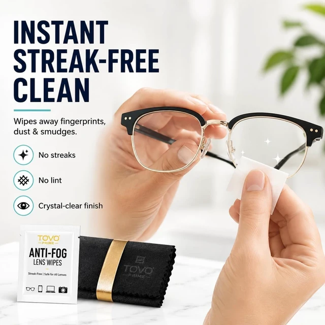 Alt view image 3 of 7 - Lens Wipes for Eyeglasses, 200 Individually Wrapped Eyeglass Cleaning Wipes, Anti-Fog Streak-Free Glasses Cleaner Wipes for Sunglasses, Screens, Camera Lenses + Microfiber Cloth