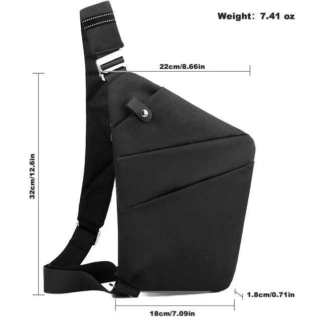 Alt view image 4 of 7 - Anti Theft Travel Bag, One Shoulder Large Capacity Cross-body Bag Chest Fashion Lightweight Sling Bags for Travel Sports (Left Shoulder, Black)