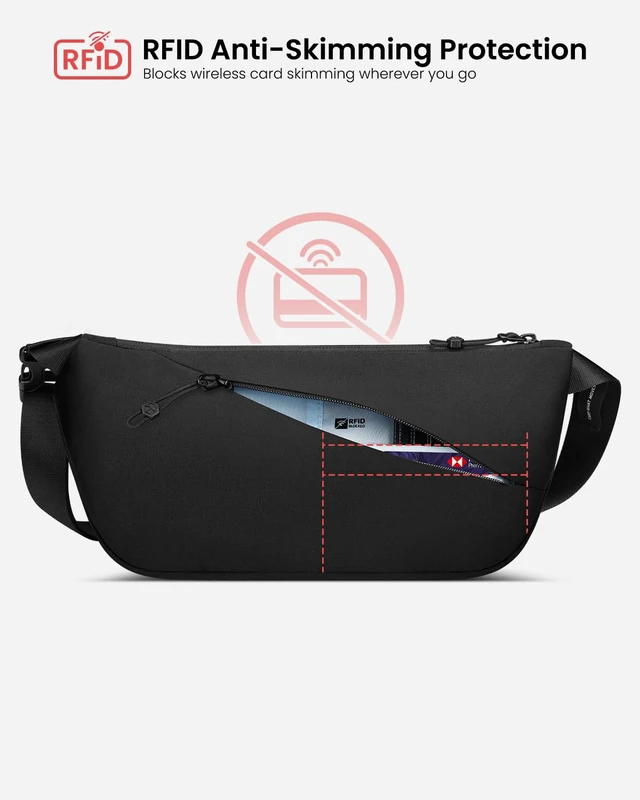 Alt view image 3 of 7 - Flux 2L Sling Chest Bag with RFID Blocking Crossbody for Men Women | Water Repellent Lightweight Carrying Waist Fanny Pack for Travel, EDC Minimalist Shoulder Bag,Daily Commute, Hiking, Walking