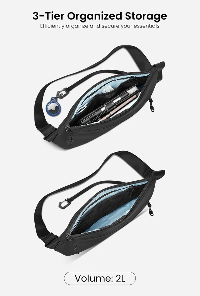 Alt view image 4 of 7 - Flux 2L Sling Chest Bag with RFID Blocking Crossbody for Men Women | Water Repellent Lightweight Carrying Waist Fanny Pack for Travel, EDC Minimalist Shoulder Bag,Daily Commute, Hiking, Walking