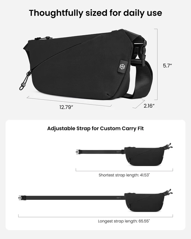 Alt view image 6 of 7 - Flux 2L Sling Chest Bag with RFID Blocking Crossbody for Men Women | Water Repellent Lightweight Carrying Waist Fanny Pack for Travel, EDC Minimalist Shoulder Bag,Daily Commute, Hiking, Walking