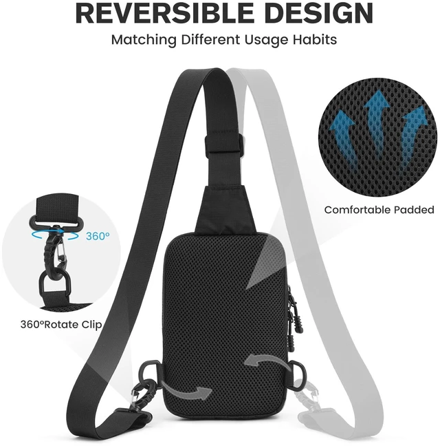 Alt view image 5 of 7 - Small Crossbody Sling Bag, Mini Tactical EDC Chest Bag for Men | Crossbody bag men, Water-Resistant Nylon Small Sling Bag, Tactical Shoulder Bag for Hiking Travel Daily