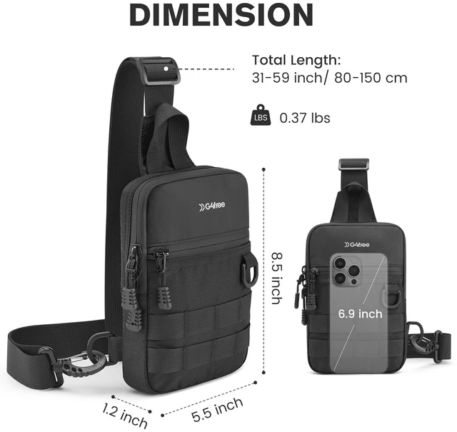 Alt view image 6 of 7 - Small Crossbody Sling Bag, Mini Tactical EDC Chest Bag for Men | Crossbody bag men, Water-Resistant Nylon Small Sling Bag, Tactical Shoulder Bag for Hiking Travel Daily