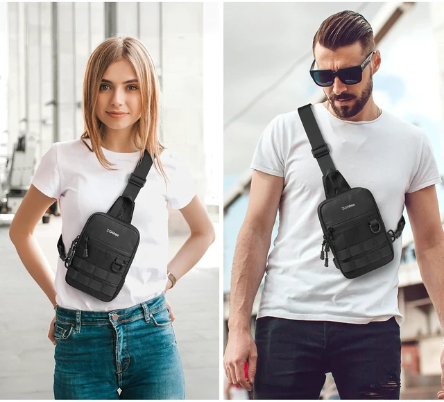 Alt view image 2 of 7 - Small Crossbody Sling Bag, Mini Tactical EDC Chest Bag for Men | Crossbody bag men, Water-Resistant Nylon Small Sling Bag, Tactical Shoulder Bag for Hiking Travel Daily