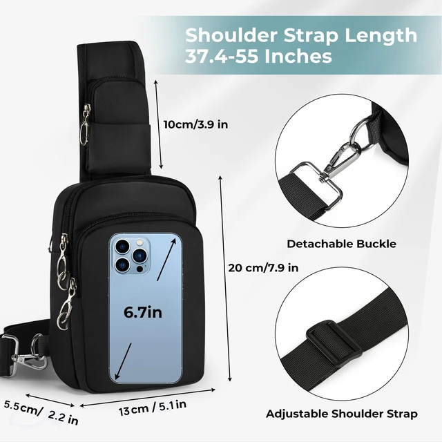 Alt view image 4 of 7 - Sling Bag, Crossbody Bag with Anti-Theft Lock Zipper, RFID Blocking & Water Resistant for Travel Work Sport (Black)