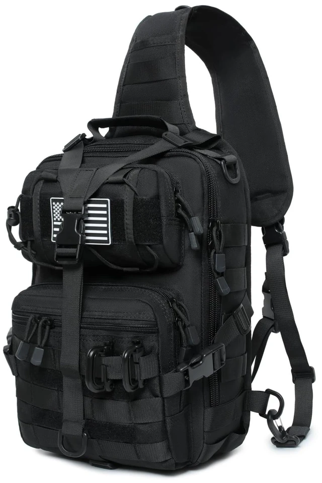 Main image of Tactical Sling Bag Backpack Military Rover Shoulder Sling Pack EDC Molle Range Bag Crossbody Chest Pack (Black)