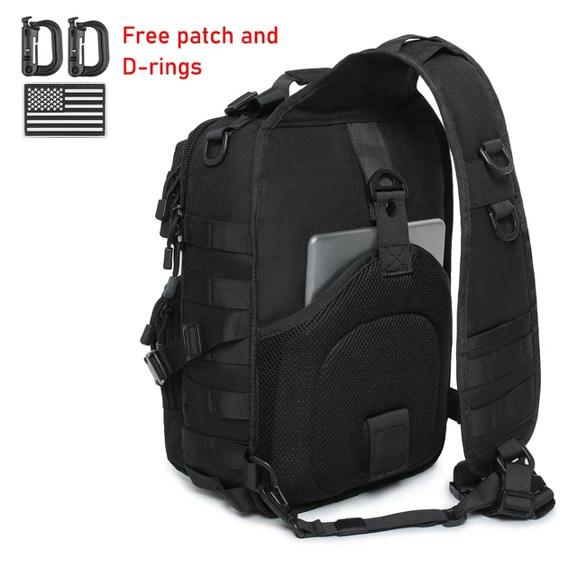 Alt view image 2 of 7 - Tactical Sling Bag Backpack Military Rover Shoulder Sling Pack EDC Molle Range Bag Crossbody Chest Pack (Black)
