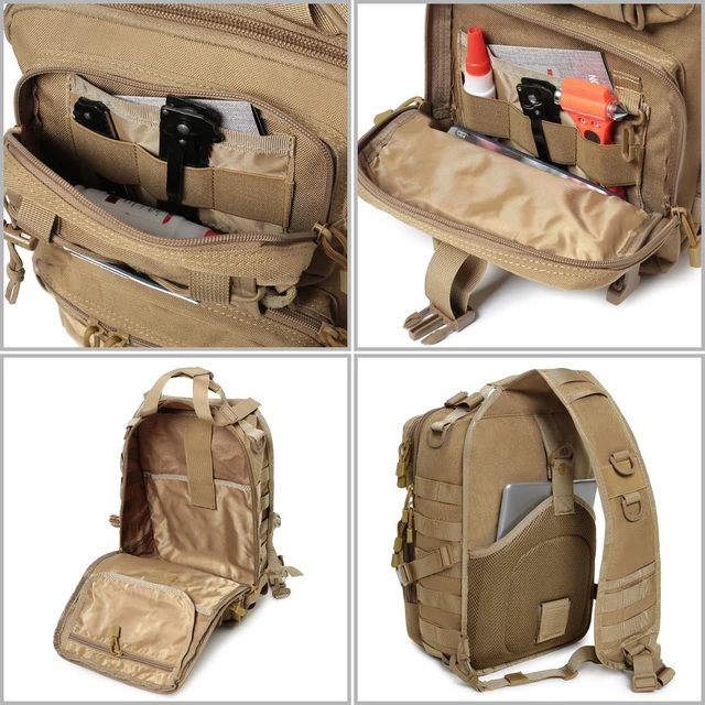 Alt view image 4 of 7 - Tactical Sling Bag Backpack Military Rover Shoulder Sling Pack EDC Molle Range Bag Crossbody Chest Pack (Black)