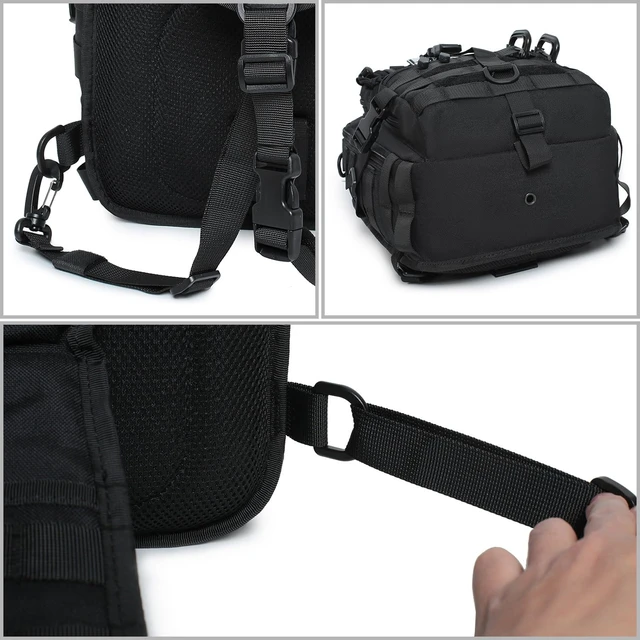 Alt view image 7 of 7 - Tactical Sling Bag Backpack Military Rover Shoulder Sling Pack EDC Molle Range Bag Crossbody Chest Pack (Black)