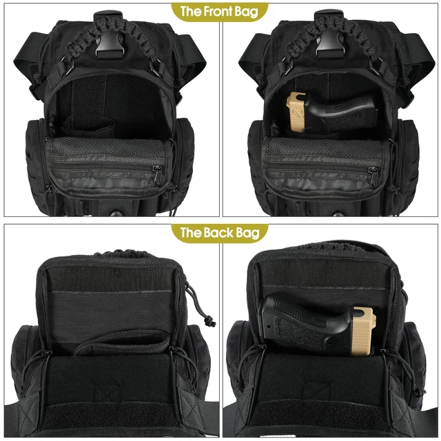 Alt view image 3 of 6 - Military Tactical Drop Thigh Pouch Bag Cross Over Leg Concealed Carry Leg Convertible Shoulder Bag with Double Removable Pistol Holster