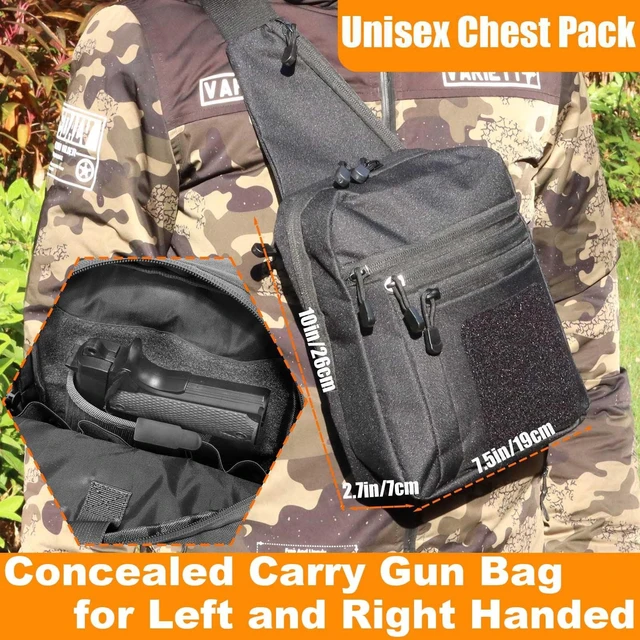 Alt view image 2 of 7 - Concealed Carry Gun Bag for Men & Women, Sling Pistol Bag for Handguns CCW Shoulder Bag Tactical Crossbody Chest Pack Range Bags with Holster (Purple - 1.01)