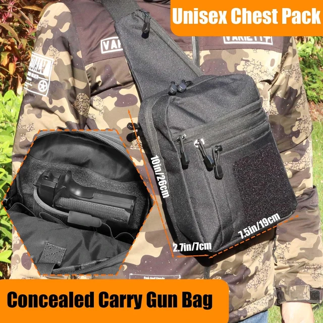 Alt view image 3 of 7 - Concealed Carry Crossbody Sling Bag for Men Women, EDC Shoulder Gun Bag | CCW Sling Bag Crossbody Chest Bag for Travel Work Sport