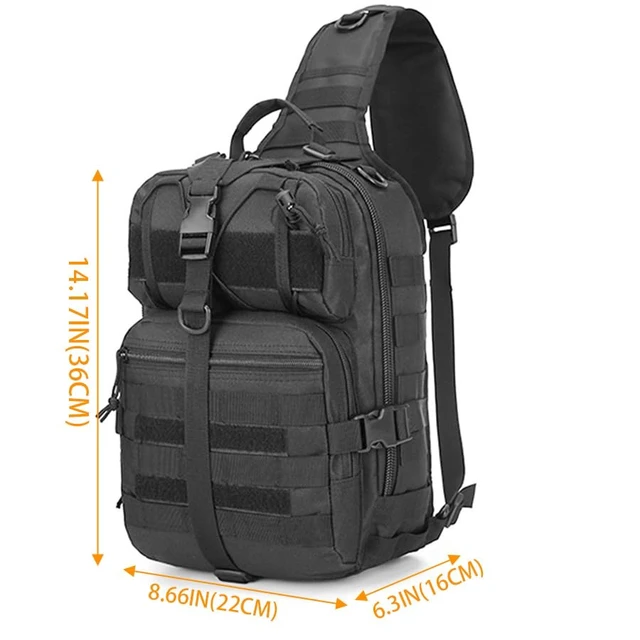 Alt view image 2 of 7 - Tactical Sling Bag Backpack, Military Rover Shoulder Pack, EDC Molle Assault Range Bag for Men Ambidextrous(Black)