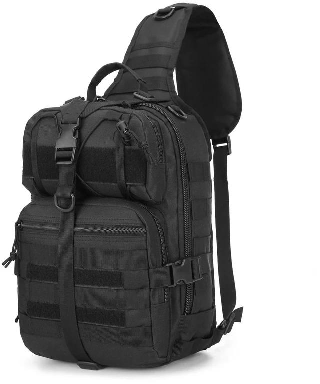 Main image of Tactical Sling Bag Backpack, Military Rover Shoulder Pack, EDC Molle Assault Range Bag for Men Ambidextrous(Black)