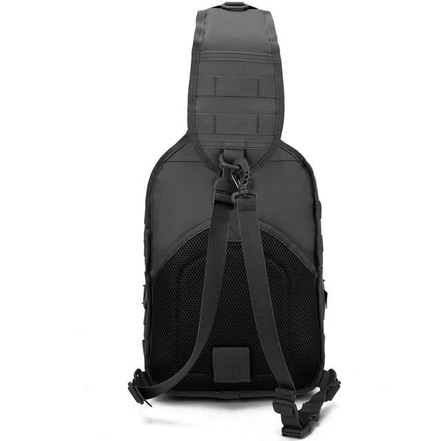 Alt view image 4 of 7 - Tactical Sling Bag Backpack, Military Rover Shoulder Pack, EDC Molle Assault Range Bag for Men Ambidextrous(Black)