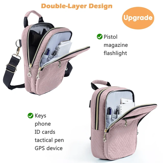 Alt view image 4 of 7 - Soft Pistol Case - Gun Shoulder Bag-Conceal Carry Purses for Women | Quilted padded should bag with gun holster for wome,concealed carry gun pouch, gun purse for women with Shoulder Strap (Pink)