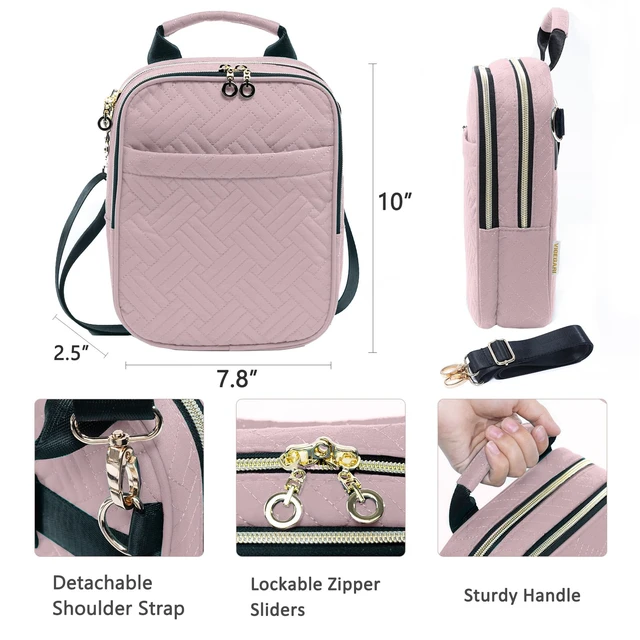 Alt view image 5 of 7 - Soft Pistol Case - Gun Shoulder Bag-Conceal Carry Purses for Women | Quilted padded should bag with gun holster for wome,concealed carry gun pouch, gun purse for women with Shoulder Strap (Pink)
