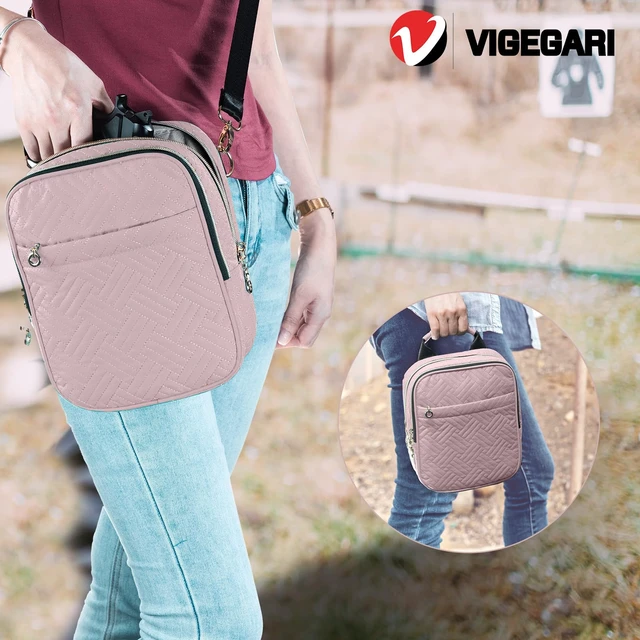 Alt view image 7 of 7 - Soft Pistol Case - Gun Shoulder Bag-Conceal Carry Purses for Women | Quilted padded should bag with gun holster for wome,concealed carry gun pouch, gun purse for women with Shoulder Strap (Pink)