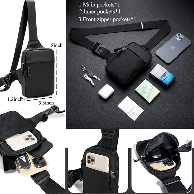 Alt view image 5 of 7 - Mini Sling Bag for Men and Women, Small Anti Theft Crossbody Sling Backpack Fanny Pack Chest Bag for Travel Sport Running Hiking (Black Mini Sling Bag for Men and Women)