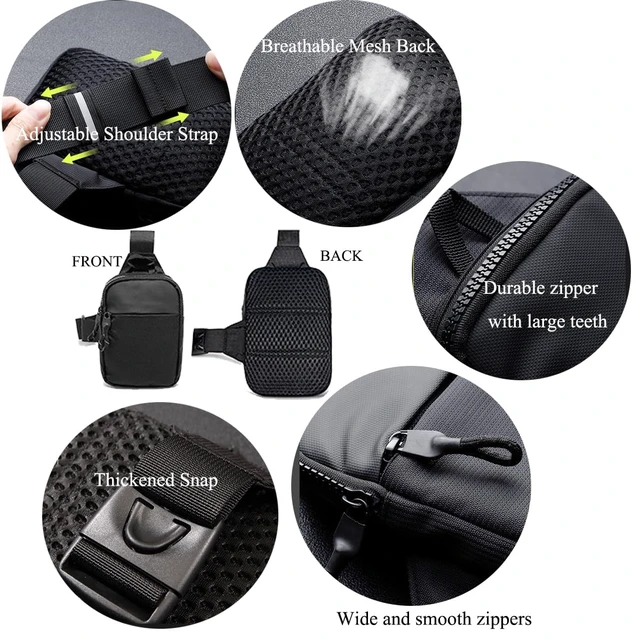 Alt view image 6 of 7 - Mini Sling Bag for Men and Women, Small Anti Theft Crossbody Sling Backpack Fanny Pack Chest Bag for Travel Sport Running Hiking (Black Mini Sling Bag for Men and Women)