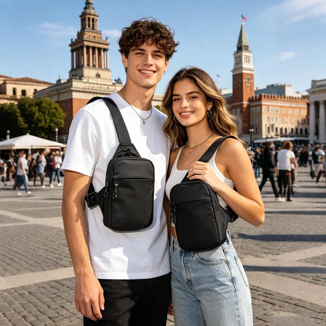 Alt view image 7 of 7 - Mini Sling Bag for Men and Women, Small Anti Theft Crossbody Sling Backpack Fanny Pack Chest Bag for Travel Sport Running Hiking (Black Mini Sling Bag for Men and Women)