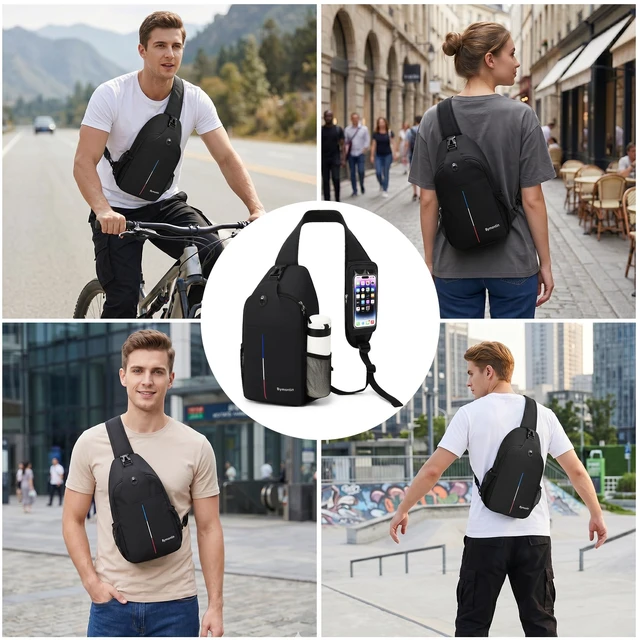 Alt view image 2 of 7 - Crossbody Sling Backpack with Touch Screen Phone Pocket, Chest Bag for Commuting and Daily Use