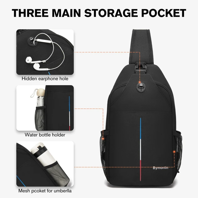 Alt view image 6 of 7 - Crossbody Sling Backpack with Touch Screen Phone Pocket, Chest Bag for Commuting and Daily Use