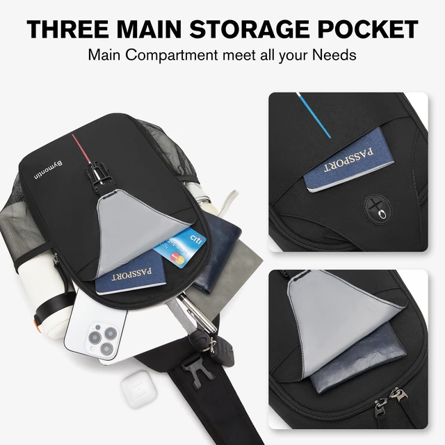Alt view image 5 of 7 - Crossbody Sling Backpack with Touch Screen Phone Pocket, Chest Bag for Commuting and Daily Use