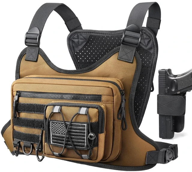 Main image of Chest Bag for Men Women, Tactical Chest Rig Holster, EDC Chest Pack | Lightweight No Bounce Chest Holster for CCW EDC Tactical Use Secure Fit for Running Hiking Motorcycle Outdoor