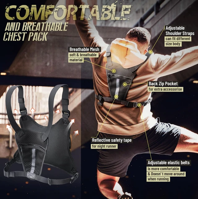 Alt view image 5 of 6 - Chest Bag for Men Women, Tactical Chest Rig Holster, EDC Chest Pack | Lightweight No Bounce Chest Holster for CCW EDC Tactical Use Secure Fit for Running Hiking Motorcycle Outdoor