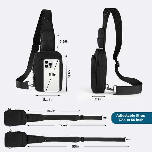 Alt view image 4 of 7 - Sling Bag, Crossbody Bag with Zipper Lock, RFID & Water Resistant for Women Men Small Chest Bags for Travel (Black)