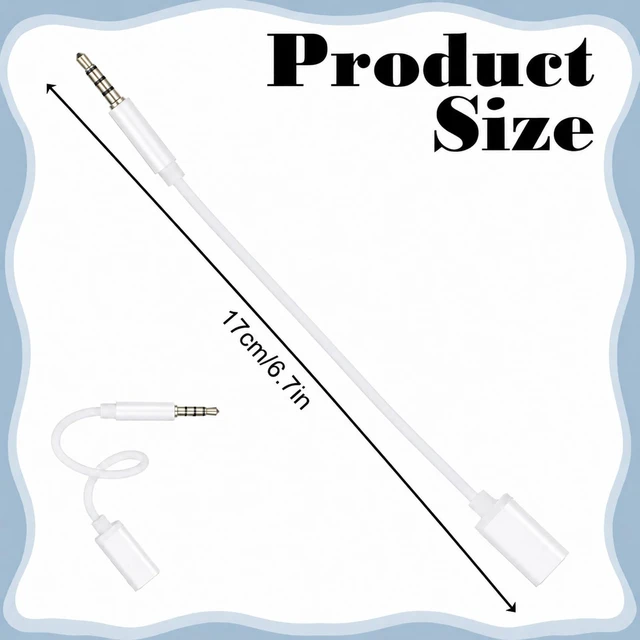 Alt view image 2 of 7 - Usb C Female to 3.5mm Male Usb C Female to Aux Male Audio Adapter Cable | Headphone Jack Adapter Type C to Aux Cable Cord Compatible with Smartphones, Tablets, Laptops, MP3 Players White