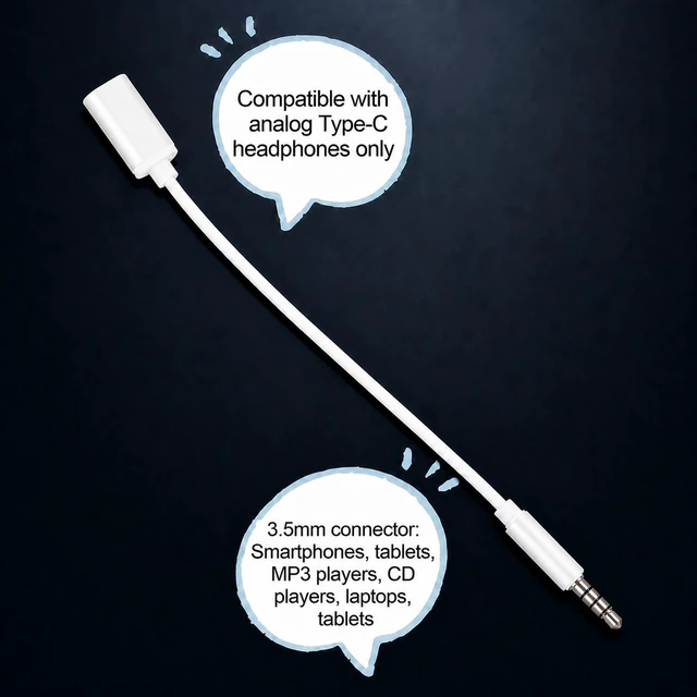 Alt view image 5 of 7 - Usb C Female to 3.5mm Male Usb C Female to Aux Male Audio Adapter Cable | Headphone Jack Adapter Type C to Aux Cable Cord Compatible with Smartphones, Tablets, Laptops, MP3 Players White