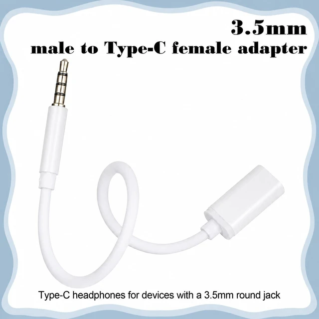 Alt view image 6 of 7 - Usb C Female to 3.5mm Male Usb C Female to Aux Male Audio Adapter Cable | Headphone Jack Adapter Type C to Aux Cable Cord Compatible with Smartphones, Tablets, Laptops, MP3 Players White
