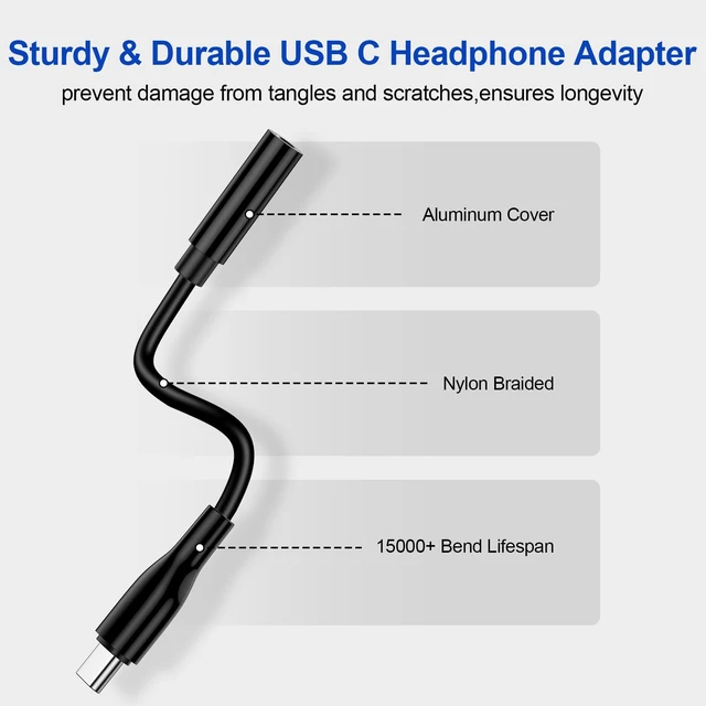 Alt view image 4 of 7 - USB C to 3.5mm Headphone Adapter for Google Pixel 10a 11 10 9 Pro XL Fold | 2 Pack Type C Audio Adapter Headphone Jack Aux Cord for Samsung Galaxy A37 A27 A17 A14 A15 A16 A54 A55 A53 S24 FE Ultra Plus